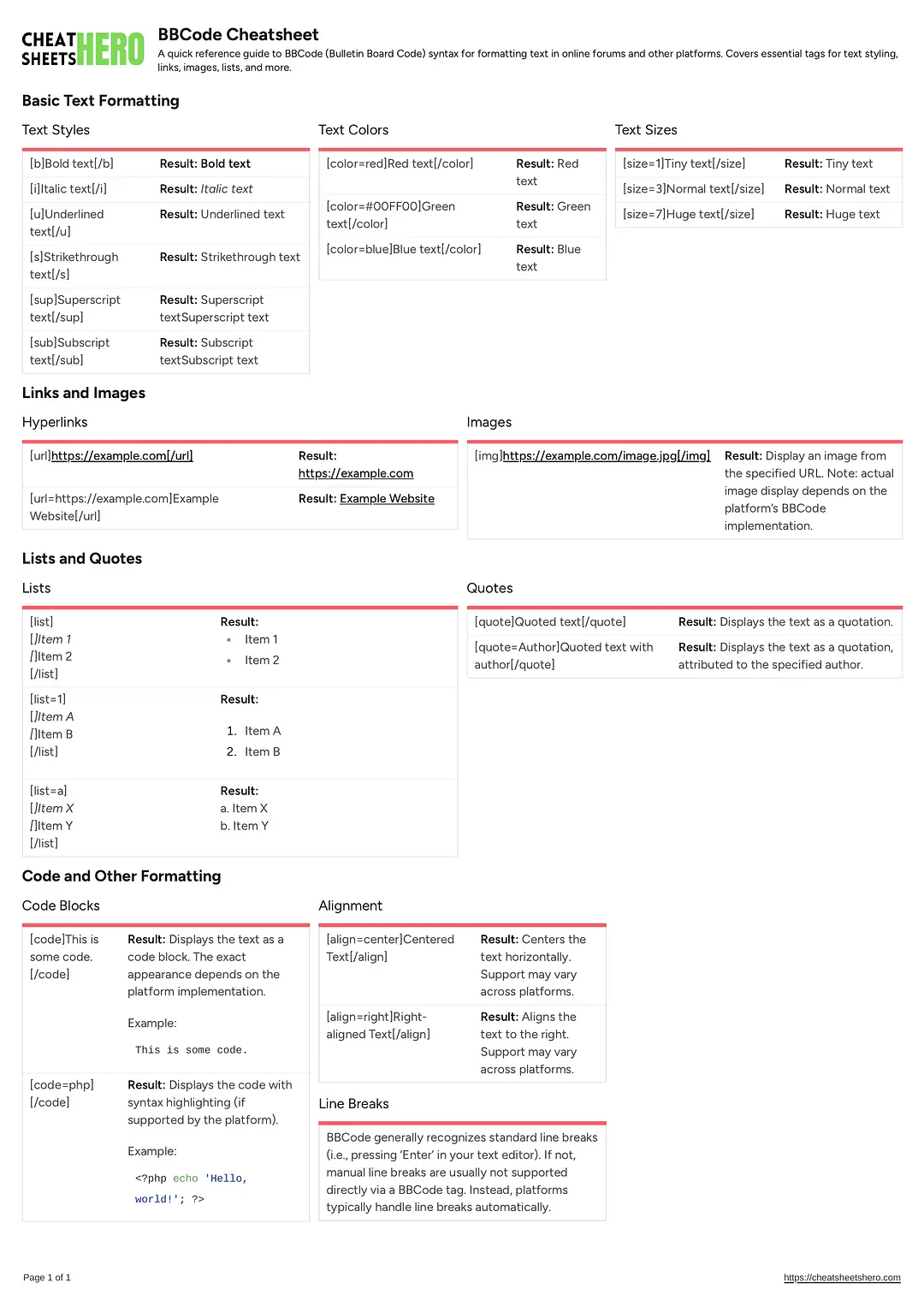 BBCode Cheatsheet