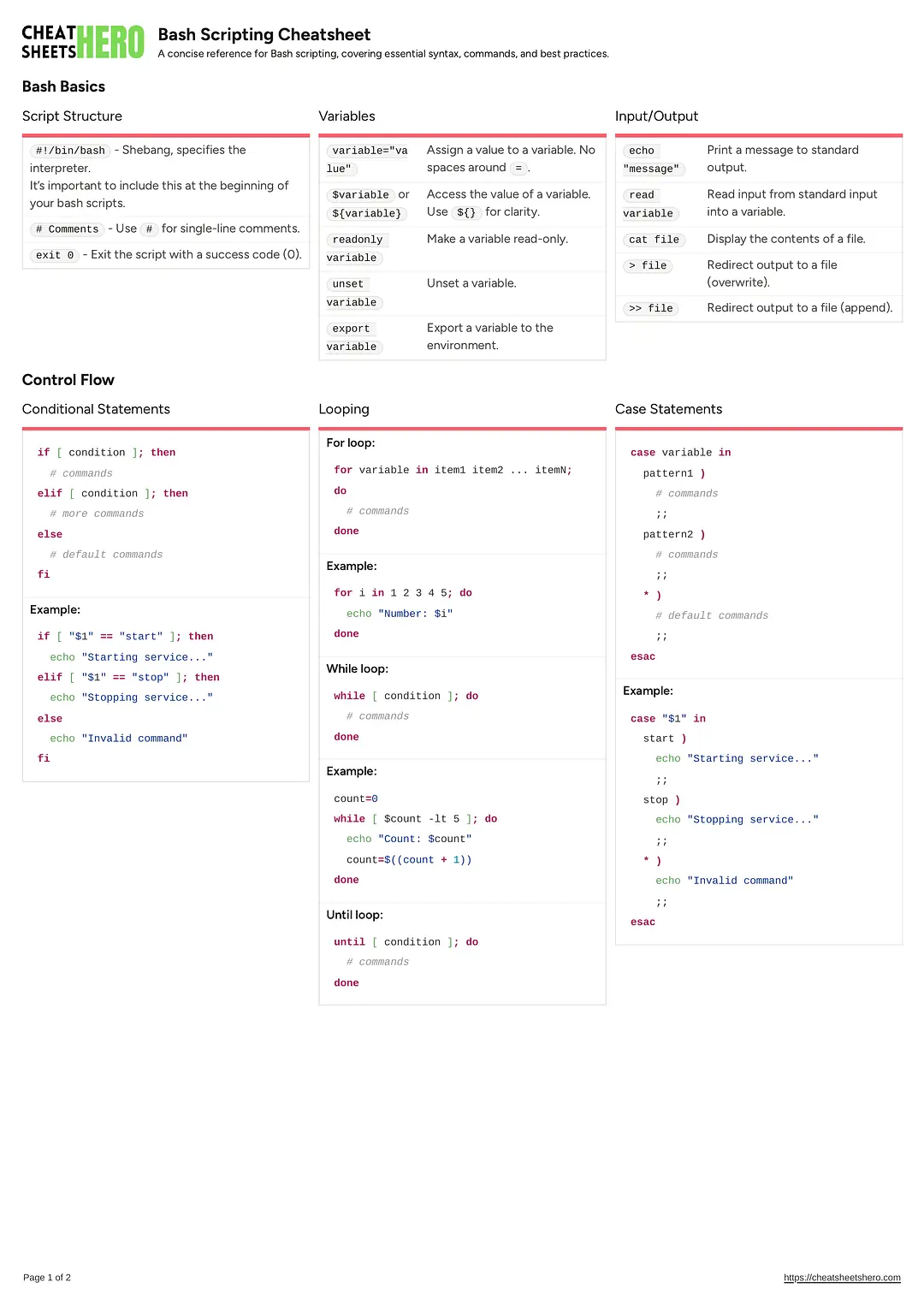 Bash Scripting Cheatsheet