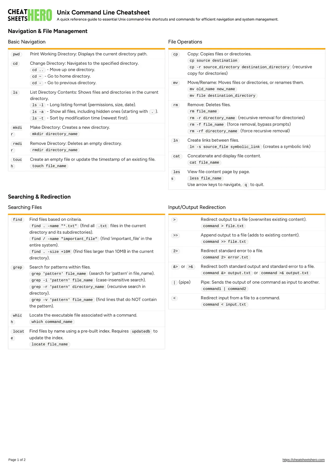 Unix Command Line Cheatsheet