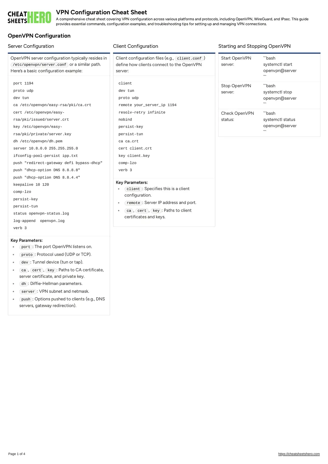 VPN Configuration Cheat Sheet
