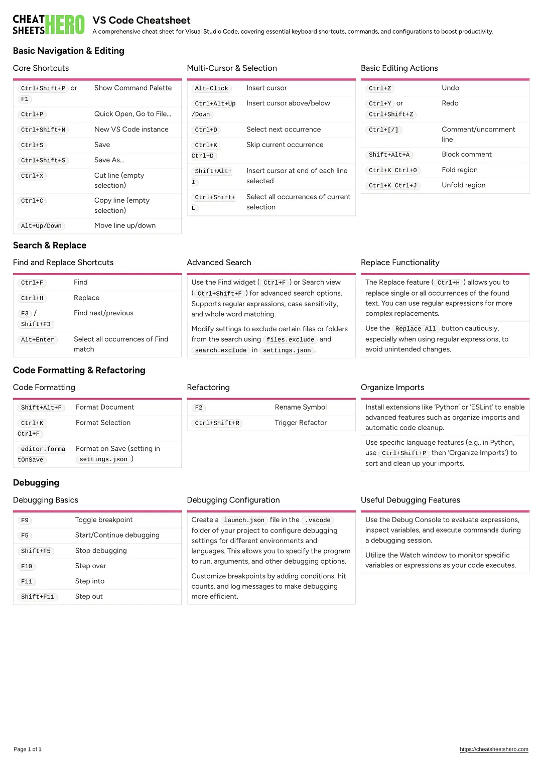 VS Code Cheatsheet