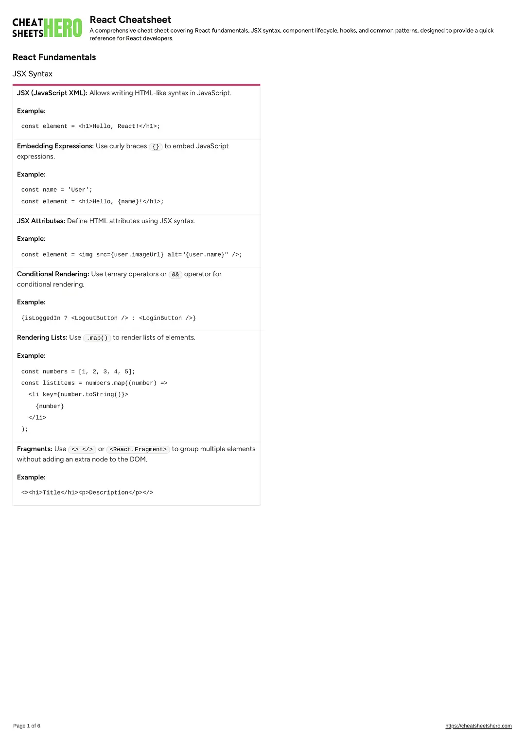 React Cheatsheet