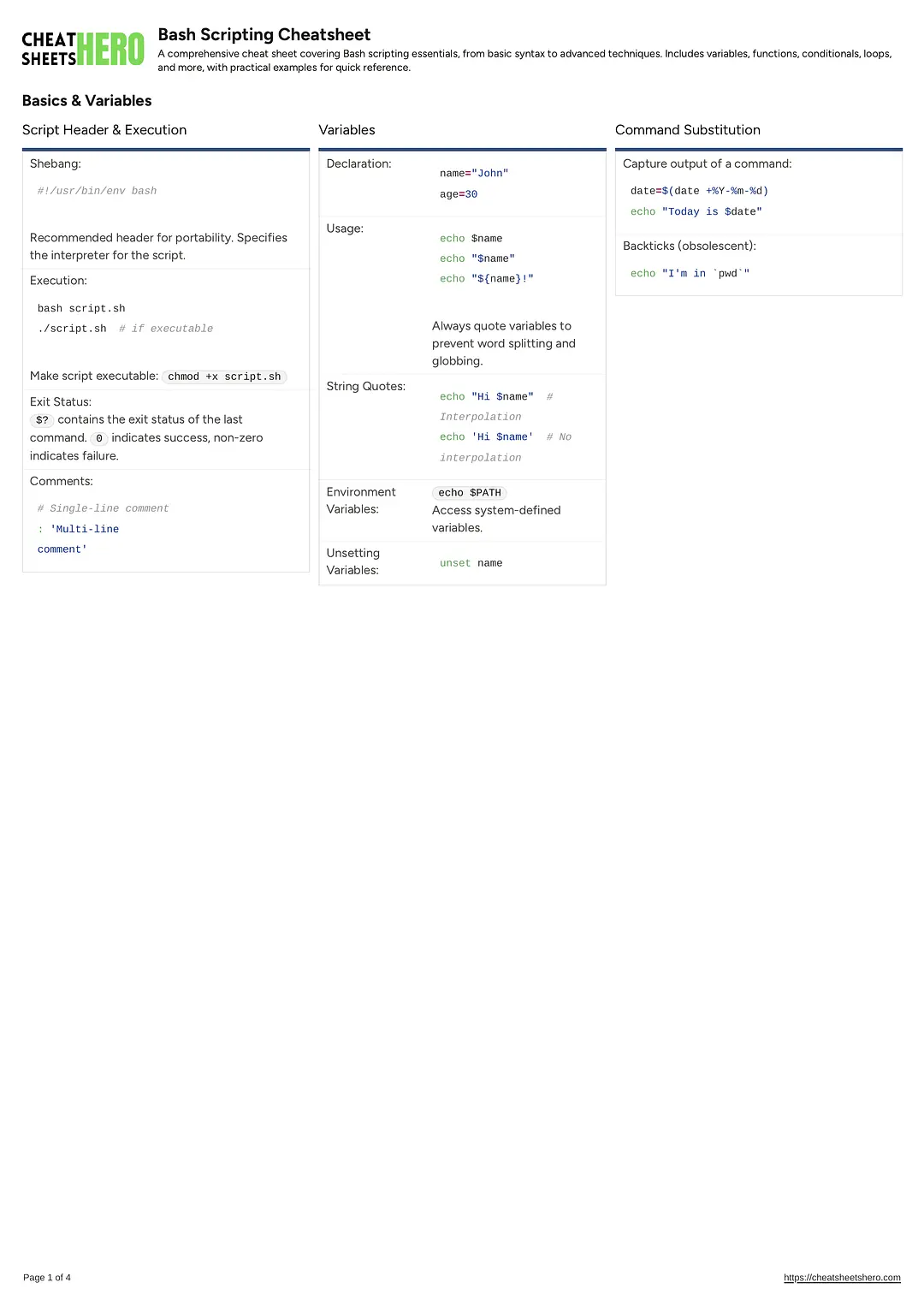 Bash Scripting Cheatsheet