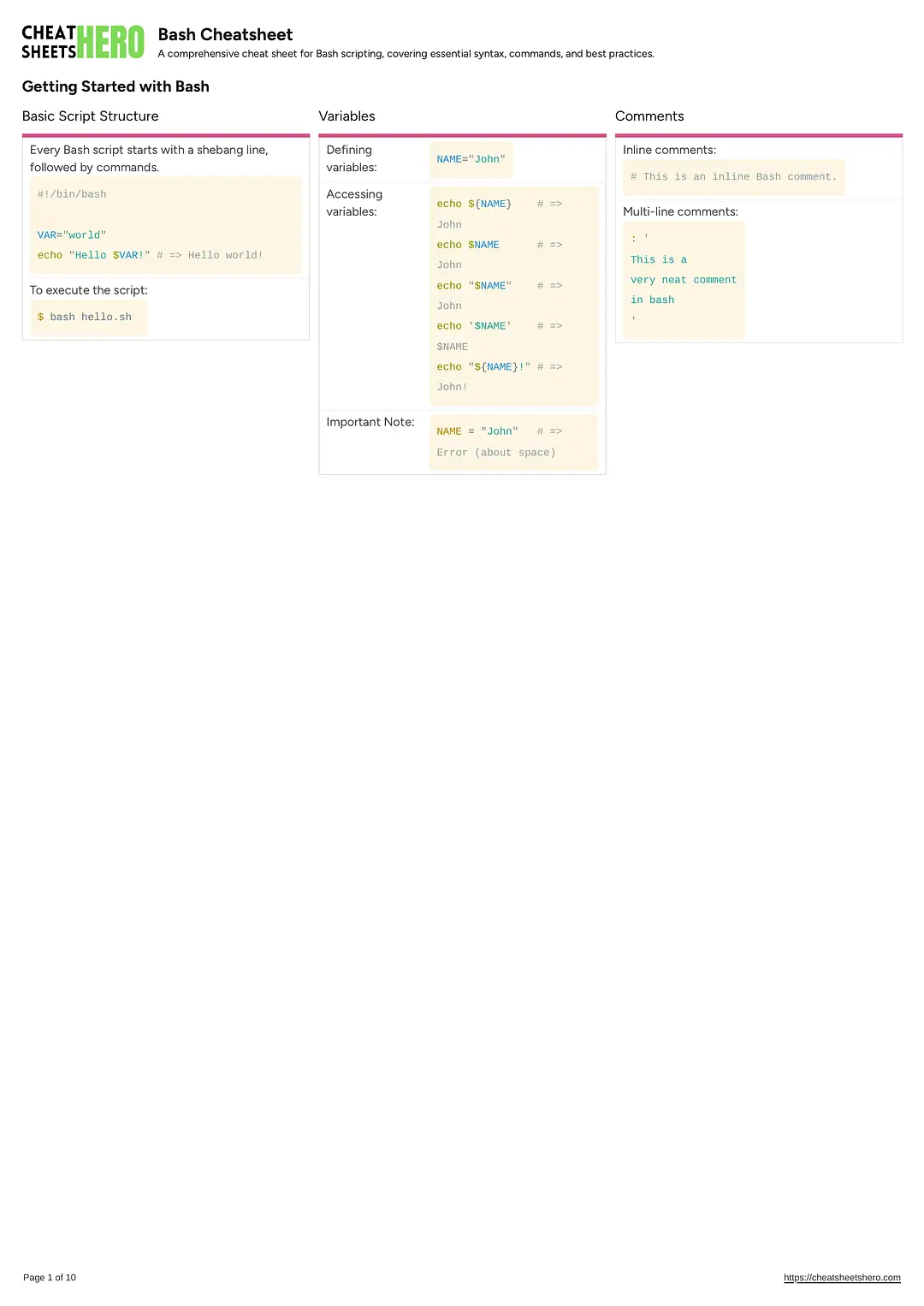 Bash Cheatsheet