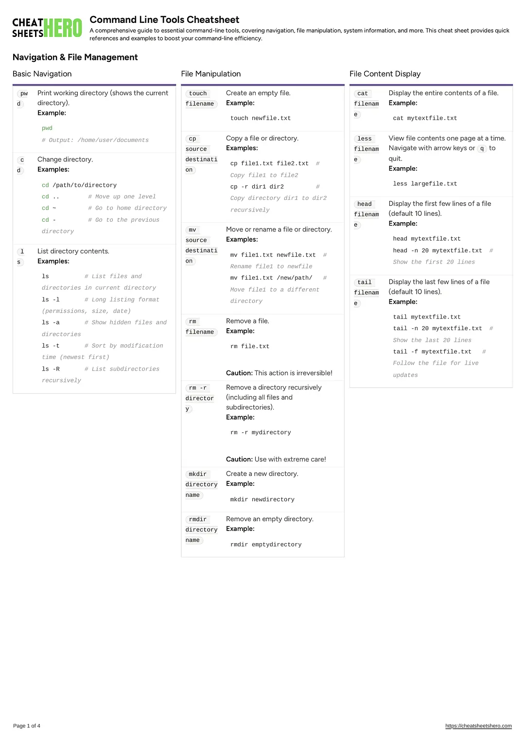 Command Line Tools Cheatsheet