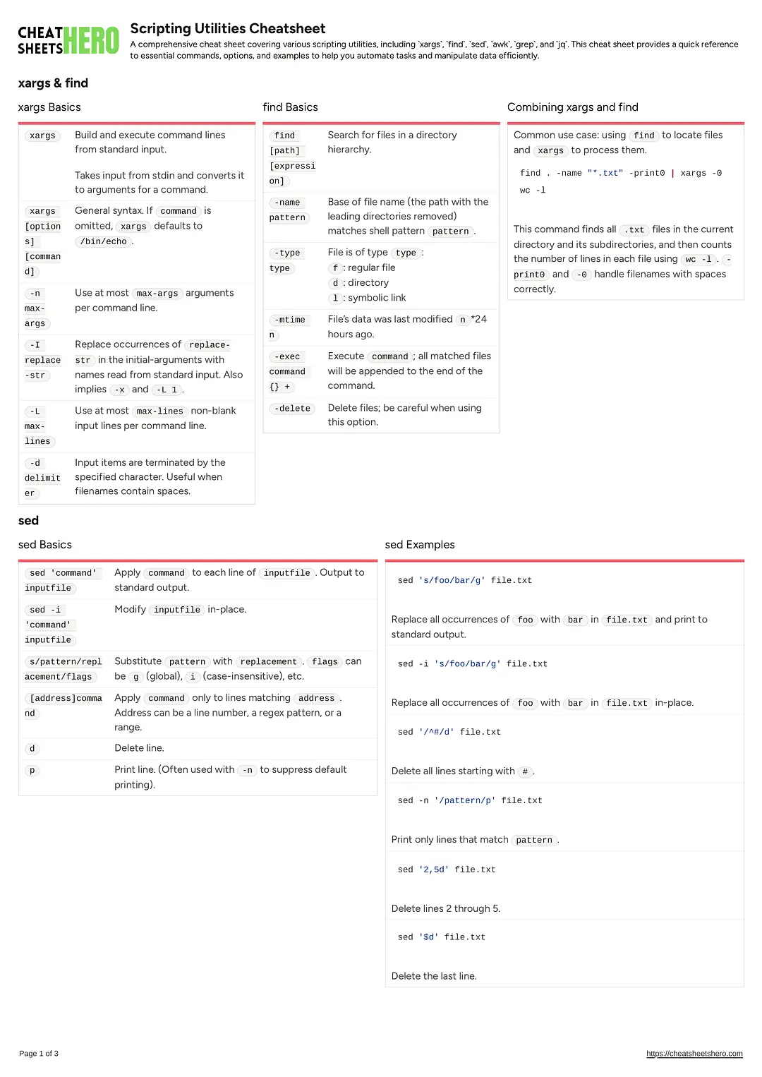 Scripting Utilities Cheatsheet