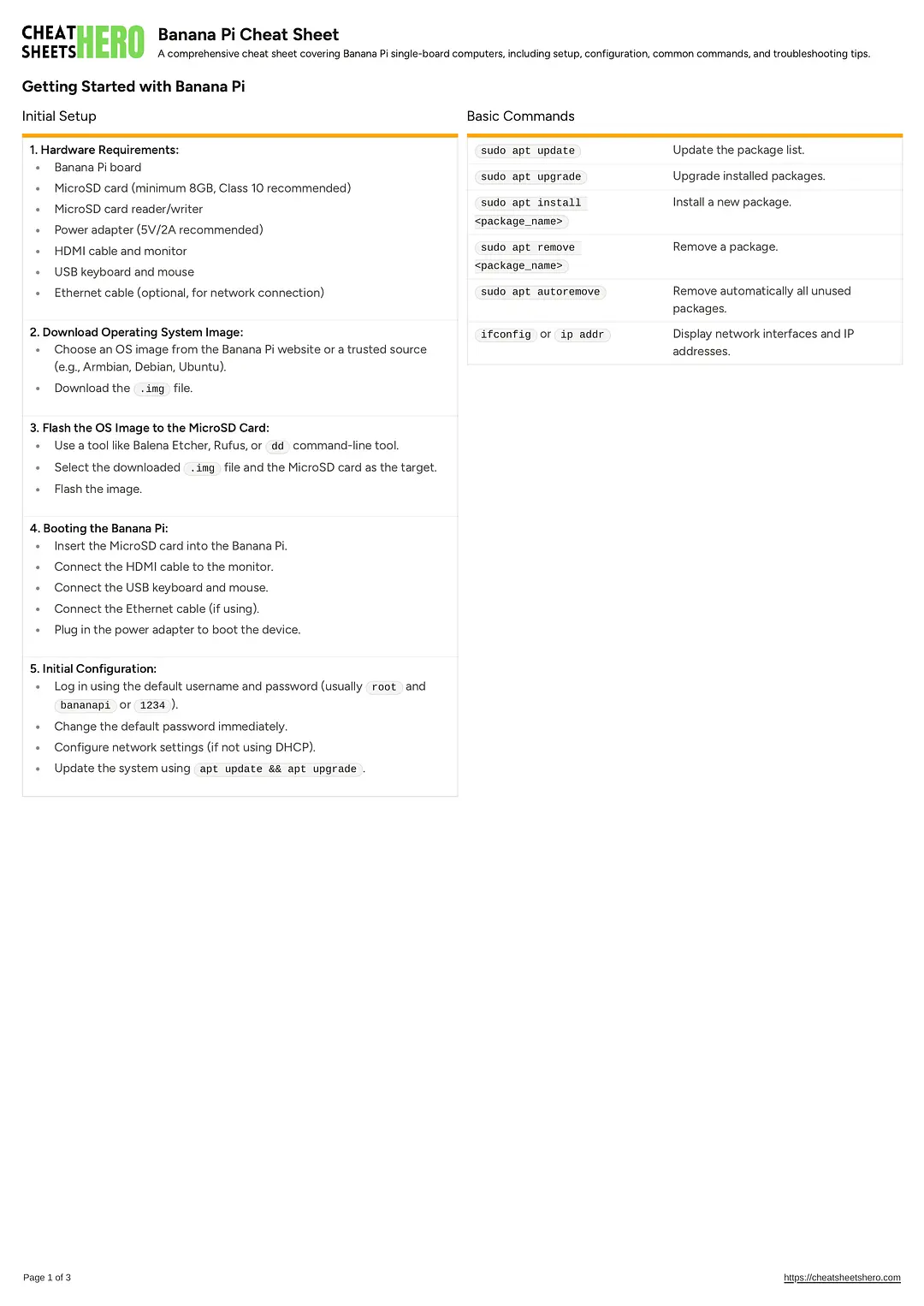 Banana Pi Cheat Sheet