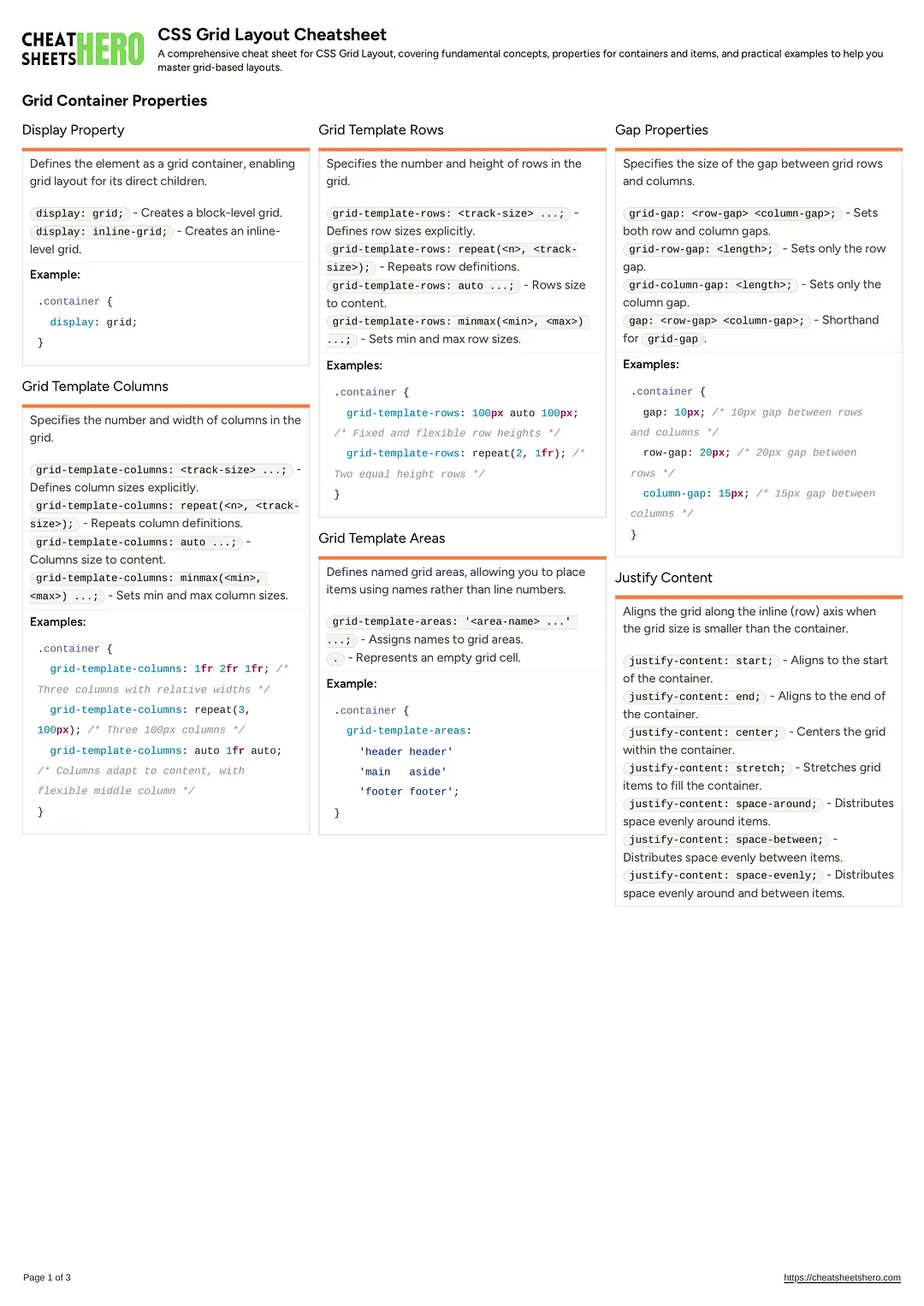 CSS Grid Layout Cheatsheet