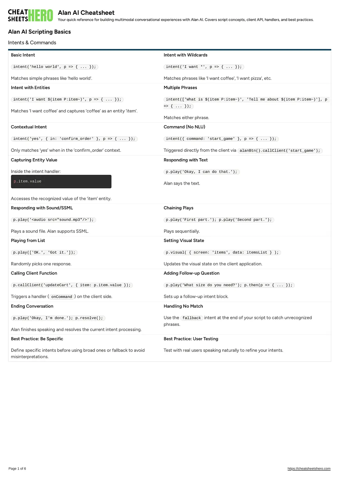Alan AI Cheatsheet