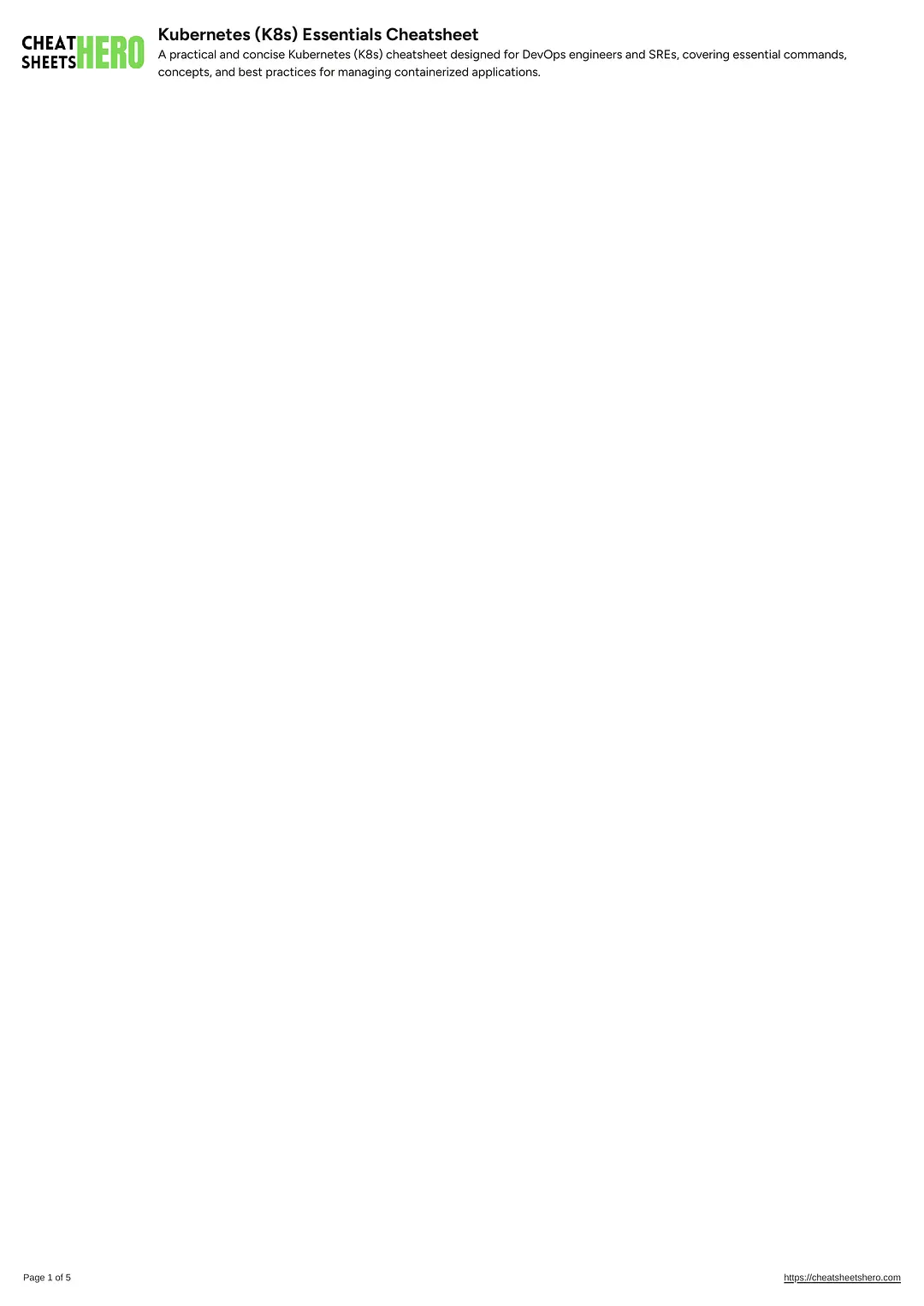 Kubernetes (K8s) Essentials Cheatsheet