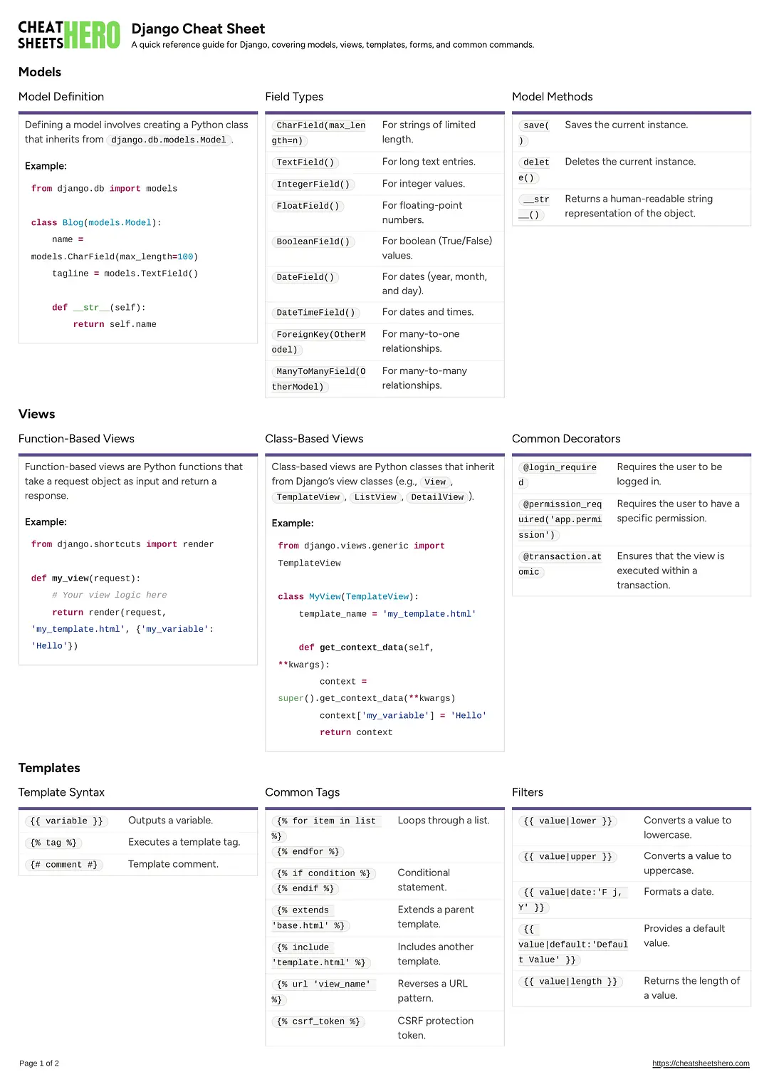 Django Cheat Sheet