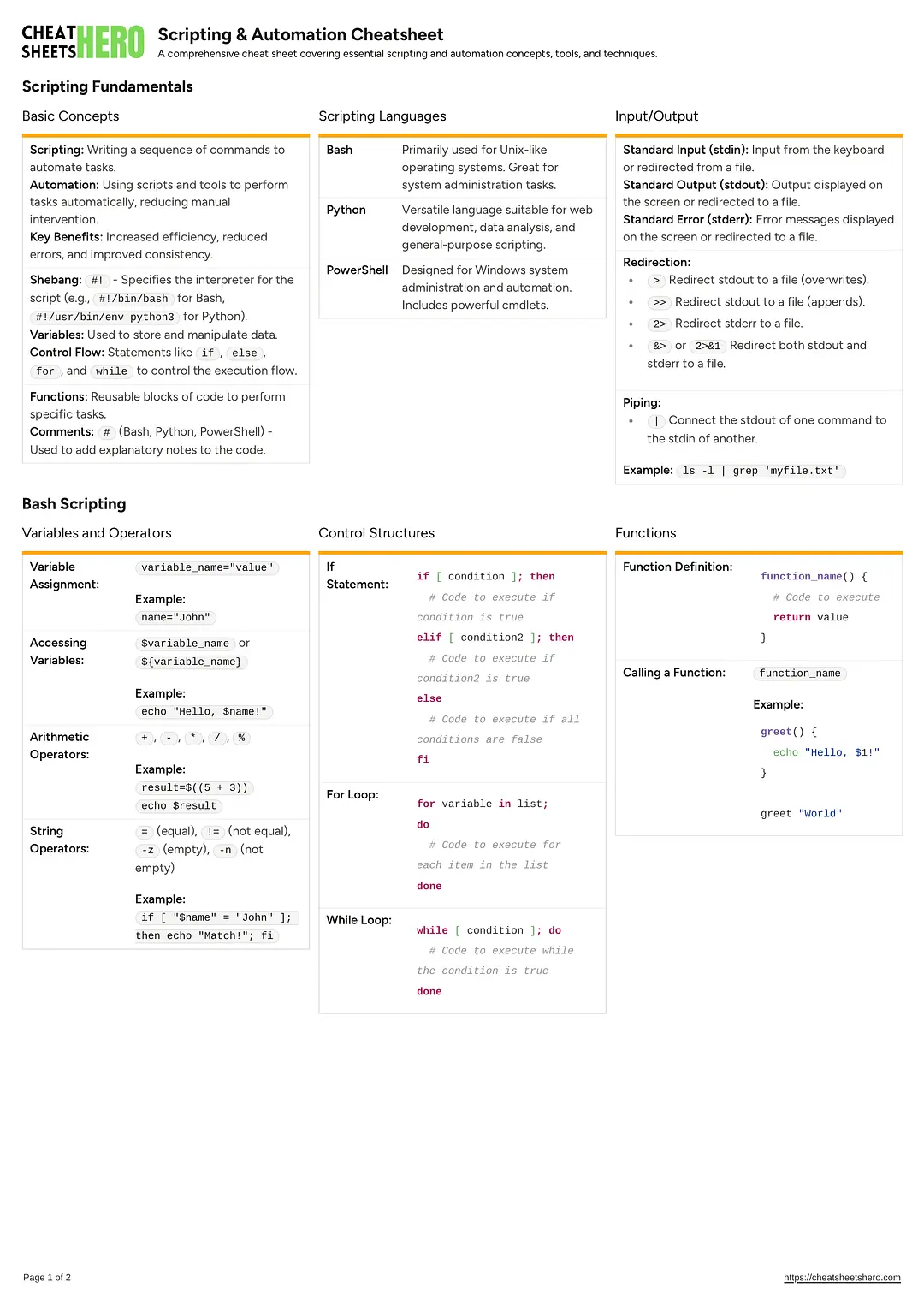 Scripting & Automation Cheatsheet